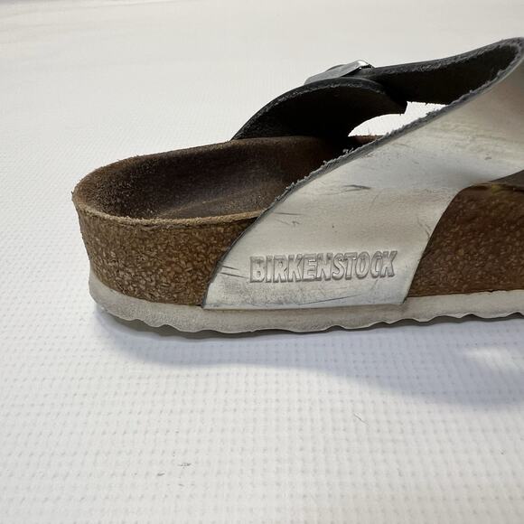 Birkenstock Gizeh Sandals Size EU 36 US L 5 Metallic Silver Gray Thong T Strap - Picture 10 of 13